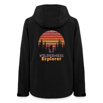 Outdoor Explorer Retro Hiking Natur Motiv - Frauen Recycelte Softshelljacke von Stanley/Stella - Schwarz - Hinten - AI Model Female 172 light (172cm)