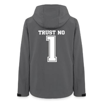 Trust No One 1 Graphic Typography - Women’s Recycled Softshell Jacket by Stanley/Stella - anthracite - Back - AI Model Female 172 light (172cm)