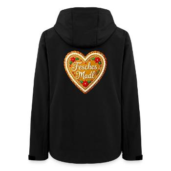 Fesches Madl Lebkuchenherz Bayern Tracht Volksfest - Frauen Recycelte Softshelljacke von Stanley/Stella - Schwarz - Hinten - AI Model Female 172 light (172cm)