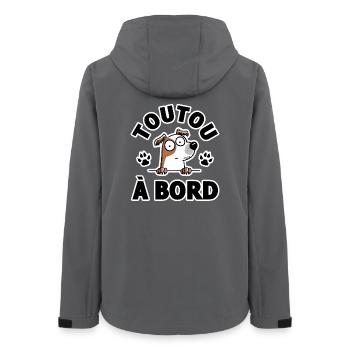 chien toutou à bord sticker véhicule humour - Veste softshell femme recyclée Stanley/Stella - charbon - Dos - AI Model Female 172 light (172cm)