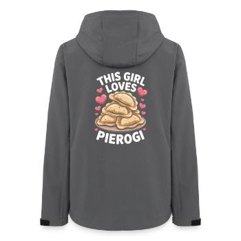 Pierogi Saying Polish Funny Pierogi Gift - Women’s Recycled Softshell Jacket by Stanley/Stella - anthracite - Back - AI Model Female 172 light (172cm)