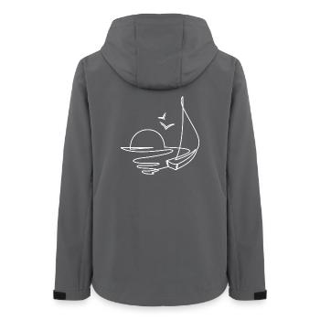 Segelboot Skizze mit Sonne und Vögeln - Frauen Recycelte Softshelljacke von Stanley/Stella - Anthrazit - Hinten - AI Model Female 172 light (172cm)