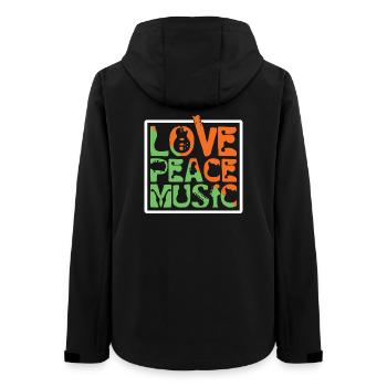 Love Peace Music - Frauen Recycelte Softshelljacke von Stanley/Stella - Schwarz - Hinten - AI Model Female 172 light (172cm)