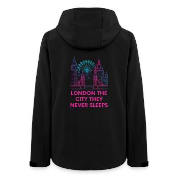 London Neon Skyline Nightlife - Frauen Recycelte Softshelljacke von Stanley/Stella - Schwarz - Hinten - AI Model Female 172 light (172cm)