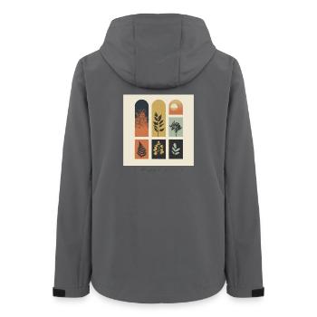 Autumn Botanicals Grid - Women’s Recycled Softshell Jacket by Stanley/Stella - anthracite - Back - AI Model Female 172 light (172cm)