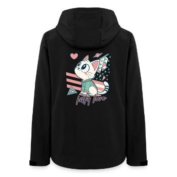 Kitty Love Geometric Pop Art - Women’s Recycled Softshell Jacket by Stanley/Stella - black - Back - AI Model Female 172 light (172cm)