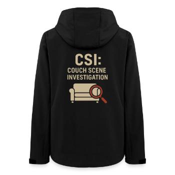 Couch Scene Investigation – Funny True Crime - Women’s Recycled Softshell Jacket by Stanley/Stella - black - Back - AI Model Female 172 light (172cm)