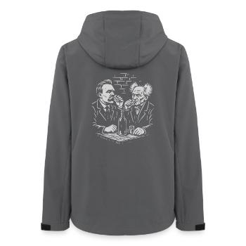 Nietzsche und Schopenhauer beim Wodkatrinken in einer Kneipe - Frauen Recycelte Softshelljacke von Stanley/Stella - Anthrazit - Hinten - AI Model Female 172 light (172cm)