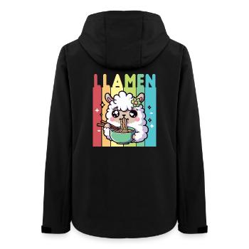 Lama Kawaii Mangeur de Nouilles ArcEnCiel - Veste softshell femme recyclée Stanley/Stella - noir - Dos - AI Model Female 172 light (172cm)