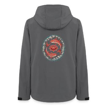 Koi fish and lotus flower in water - Women’s Recycled Softshell Jacket by Stanley/Stella - anthracite - Back - AI Model Female 172 light (172cm)