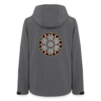 Hexagon Design Party Festival Techwear Streetwear - Women’s Recycled Softshell Jacket by Stanley/Stella - anthracite - Back - AI Model Female 172 light (172cm)