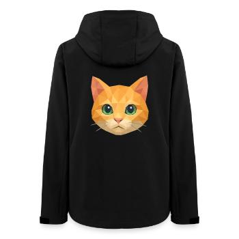 Polygon Cat – Geometric Cat Design - Women’s Recycled Softshell Jacket by Stanley/Stella - black - Back - AI Model Female 172 light (172cm)