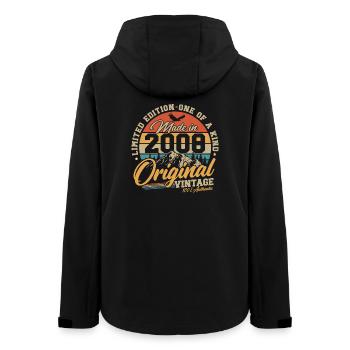 Original_2008_Jahrgang_Geburtstag_Retro_Geschenk - Women’s Recycled Softshell Jacket by Stanley/Stella - black - Back - AI Model Female 172 light (172cm)