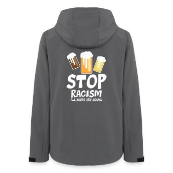 Stoppt Rassismus Alle Biere sind gleich - lustiger Spruch - Frauen Recycelte Softshelljacke von Stanley/Stella - Anthrazit - Hinten - AI Model Female 172 light (172cm)