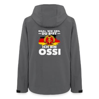 Ich Bin Geiler Ossi Spruch DDR Stolz - Frauen Recycelte Softshelljacke von Stanley/Stella - Anthrazit - Hinten - AI Model Female 172 light (172cm)