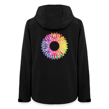 Bunter Blütenrahmen – florales Mandala Design - Frauen Recycelte Softshelljacke von Stanley/Stella - Schwarz - Hinten - AI Model Female 172 light (172cm)