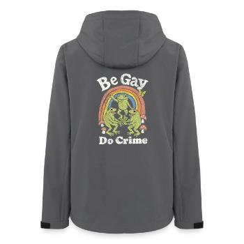 Be Gay Do Crime Frog Art - Women’s Recycled Softshell Jacket by Stanley/Stella - anthracite - Back - AI Model Female 172 light (172cm)