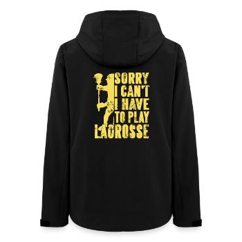 Sorry I Can't I Have To Play Lacrosse Humor Quote - Frauen Recycelte Softshelljacke von Stanley/Stella - Schwarz - Hinten - AI Model Female 172 light (172cm)