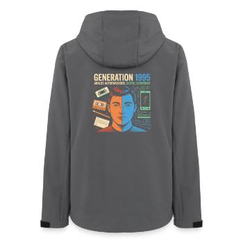 Generation 1995: Analog trifft Digital - Frauen Recycelte Softshelljacke von Stanley/Stella - Anthrazit - Hinten - AI Model Female 172 light (172cm)