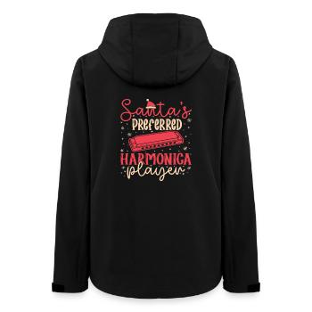 Funny Harmonica Player Santa ́s Preferred Harmonica - Women’s Recycled Softshell Jacket by Stanley/Stella - black - Back - AI Model Female 172 light (172cm)
