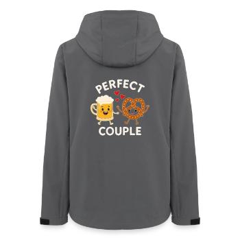 Perfect Couple Beer and Pretzel Fun Illustration - Frauen Recycelte Softshelljacke von Stanley/Stella - Anthrazit - Hinten - AI Model Female 172 light (172cm)