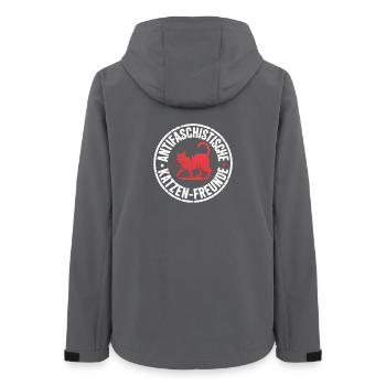 Amis des chats antifascistes - Contre la droite - Veste softshell femme recyclée Stanley/Stella - charbon - Dos - AI Model Female 172 light (172cm)