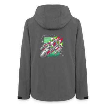 Alien Santa Space Schlitten Retro Weihnachten T-Shirt - Frauen Recycelte Softshelljacke von Stanley/Stella - Anthrazit - Hinten - AI Model Female 172 light (172cm)