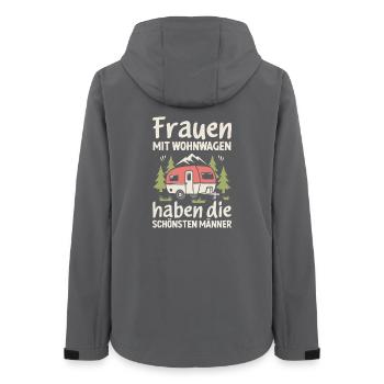 Camping Frauen Wohnwagen Caravan Camper - Frauen Recycelte Softshelljacke von Stanley/Stella - Anthrazit - Hinten - AI Model Female 172 light (172cm)