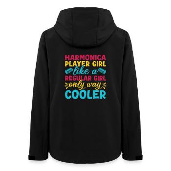 Funny Harmonica Player Girl Like A Regular Girl - Frauen Recycelte Softshelljacke von Stanley/Stella - Schwarz - Hinten - AI Model Female 172 light (172cm)
