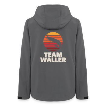Team Waller Wels angeln Sportfischer  - Frauen Recycelte Softshelljacke von Stanley/Stella - Anthrazit - Hinten - AI Model Female 172 light (172cm)