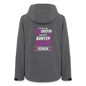 Chefin dieser bunten Bande – Lustiger Spruch - Frauen Recycelte Softshelljacke von Stanley/Stella - Anthrazit - Hinten - AI Model Female 172 light (172cm)