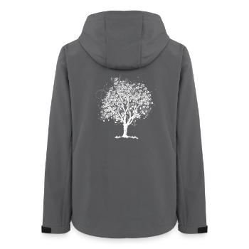 Blühender Frühlingsbaum – schwarzweißes Artwork - Frauen Recycelte Softshelljacke von Stanley/Stella - Anthrazit - Hinten - AI Model Female 172 light (172cm)