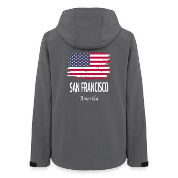 San Francisco - Women’s Recycled Softshell Jacket by Stanley/Stella - anthracite - Back - AI Model Female 172 light (172cm)