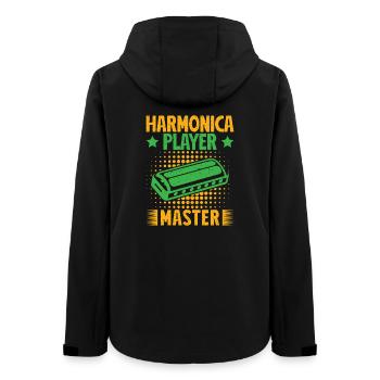 Funny Harmonica Player Master Harmonica - Frauen Recycelte Softshelljacke von Stanley/Stella - Schwarz - Hinten - AI Model Female 172 light (172cm)