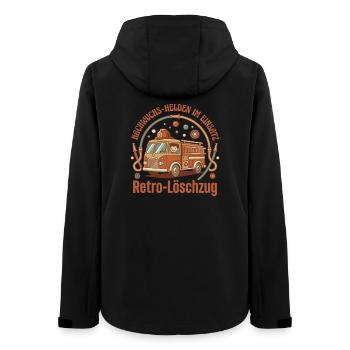 Retro Löschzug Nachwuchs - Frauen Recycelte Softshelljacke von Stanley/Stella - Schwarz - Hinten - AI Model Female 172 light (172cm)