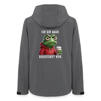 Tired frog saying I'm awake, excited? No - Women’s Recycled Softshell Jacket by Stanley/Stella - anthracite - Back - AI Model Female 172 light (172cm)