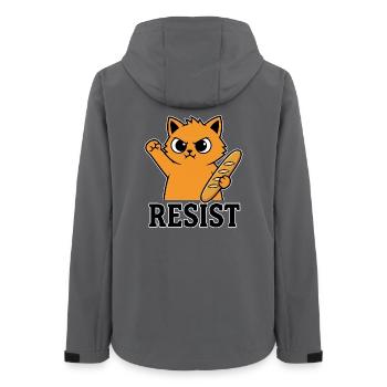 Resist Cat with Baguette Funny Protest - Women’s Recycled Softshell Jacket by Stanley/Stella - anthracite - Back - AI Model Female 172 light (172cm)