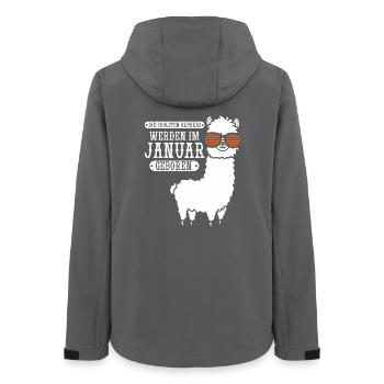 January Birthday Alpaca Saying Funny - Women’s Recycled Softshell Jacket by Stanley/Stella - anthracite - Back - AI Model Female 172 light (172cm)