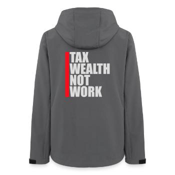 Tax Wealth Not Work Progressive Politics Economy - Women’s Recycled Softshell Jacket by Stanley/Stella - anthracite - Back - AI Model Female 172 light (172cm)