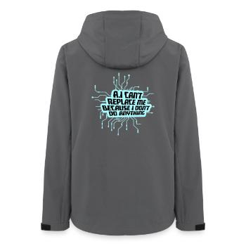 AI Can't Replace Me I Don't Do Anything Humor Joke - Women’s Recycled Softshell Jacket by Stanley/Stella - anthracite - Back - AI Model Female 172 light (172cm)