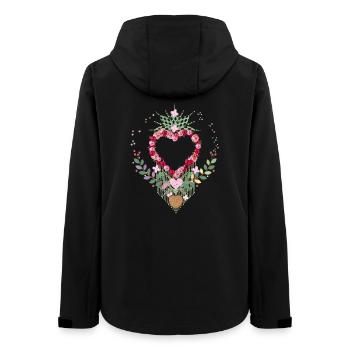Ornement en forme de cœur rose avec fleurs et cœur en bois - Veste softshell femme recyclée Stanley/Stella - noir - Dos - AI Model Female 172 light (172cm)