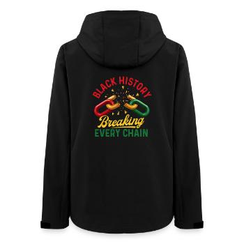 Black History Breaking Every Chain - Women’s Recycled Softshell Jacket by Stanley/Stella - black - Back - AI Model Female 172 light (172cm)