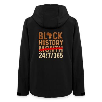 Black History Month 24/7/365 Pride - Frauen Recycelte Softshelljacke von Stanley/Stella - Schwarz - Hinten - AI Model Female 172 light (172cm)