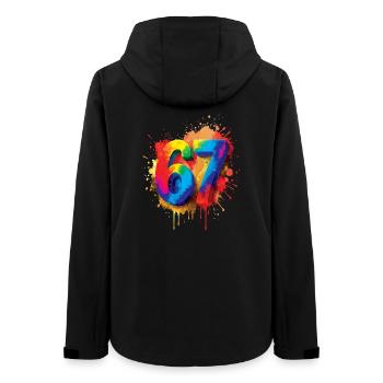 Number 67 Splash Colorful Design Number - Women’s Recycled Softshell Jacket by Stanley/Stella - black - Back - AI Model Female 172 light (172cm)