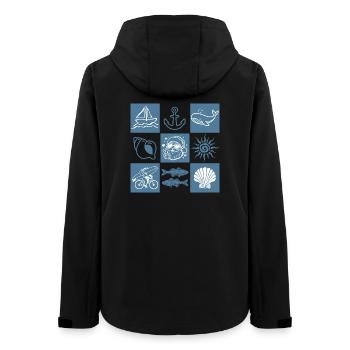 Marine Sketches Nautical Collage - Women’s Recycled Softshell Jacket by Stanley/Stella - black - Back - AI Model Female 172 light (172cm)