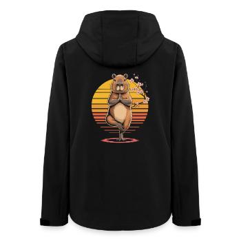 Coucher de soleil de méditation en yoga capybara - Veste softshell femme recyclée Stanley/Stella - noir - Dos - AI Model Female 172 light (172cm)