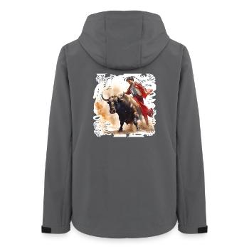 Matador und Stier im roten Umhang - Frauen Recycelte Softshelljacke von Stanley/Stella - Anthrazit - Hinten - AI Model Female 172 light (172cm)