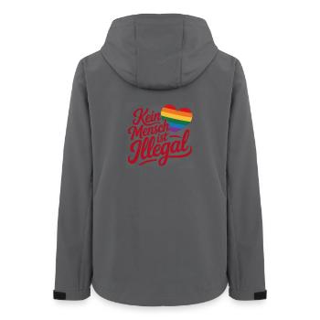 Personne n’est illégal - Logo Cool Pride - Veste softshell femme recyclée Stanley/Stella - charbon - Dos - AI Model Female 172 light (172cm)