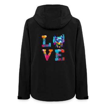 Doberman Pinscher Love Colorful Abstract Paint - Women’s Recycled Softshell Jacket by Stanley/Stella - black - Back - AI Model Female 172 light (172cm)