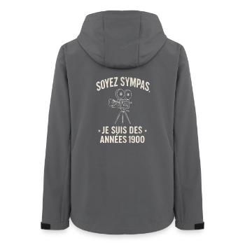 Be Friendly Retro-Kamera aus dem 20. Jahrhundert - Frauen Recycelte Softshelljacke von Stanley/Stella - Anthrazit - Hinten - AI Model Female 172 light (172cm)